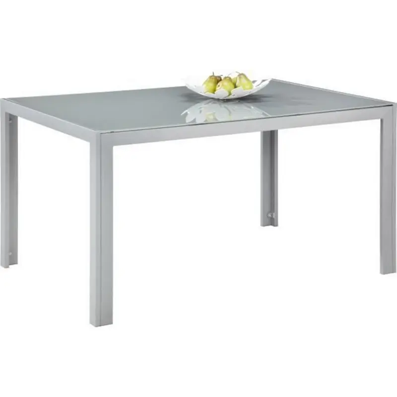 Gartentisch Metall, Glas Grau, Silberfarben rechteckig