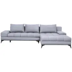 Ecksofa in Webstoff Hellgrau