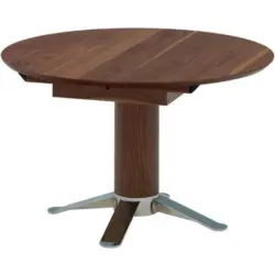 Esstisch 120-165/120/77 cm Echtholz Holz, Metall ausziehbar rund Nussbaumfarben