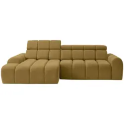 Ecksofa in Chenille Gelb 152/290 cm