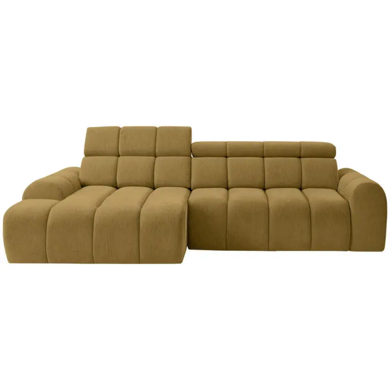 Ecksofa in Chenille Gelb 152/290 cm