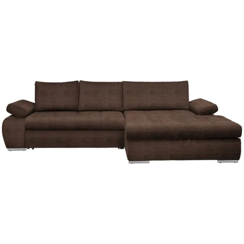 Ecksofa in Flachgewebe Braun 294/173 cm