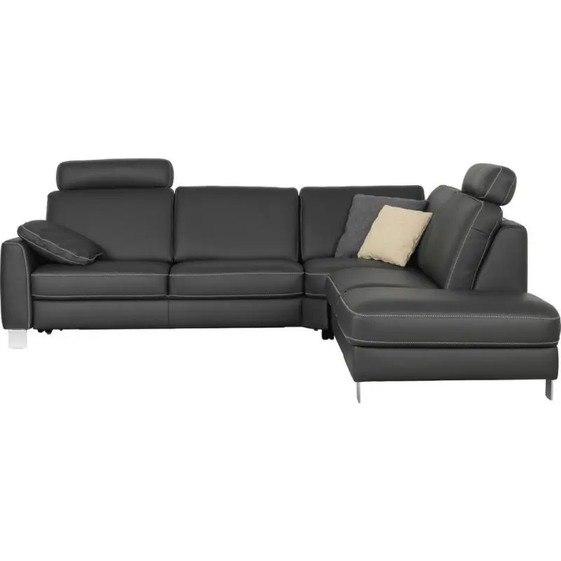 Ecksofa in Echtleder Anthrazit