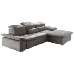 Ecksofa in Mikrovelours Schlammfarben 276/188 cm