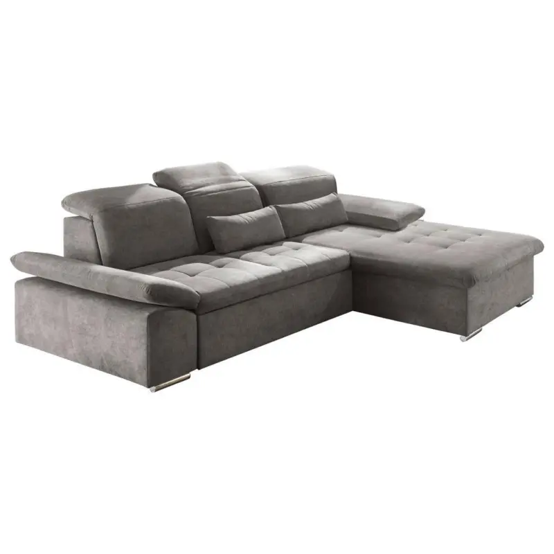 Ecksofa in Mikrovelours Schlammfarben 276/188 cm
