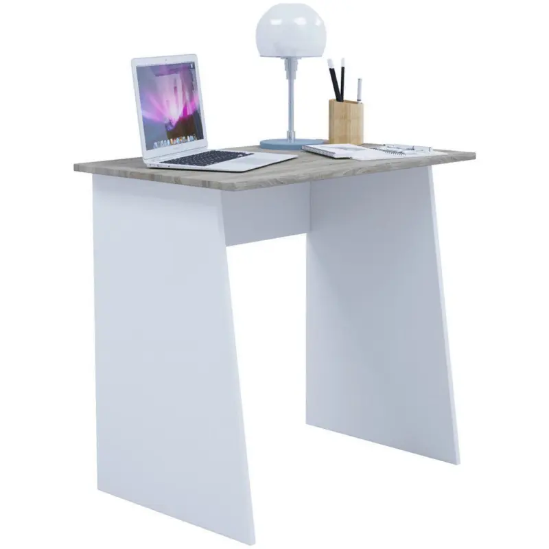 Schreibtisch 80/50/74 cm Wei&szlig;, Sonoma Eiche
