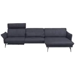 Ecksofa in Lederlook Blau, Grau 330/174 cm