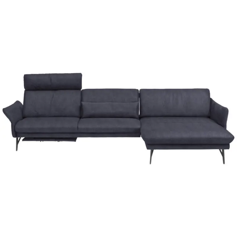 Ecksofa in Lederlook Blau, Grau 330/174 cm