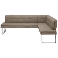 Eckbank 253/174 cm in Taupe, Chromfarben
