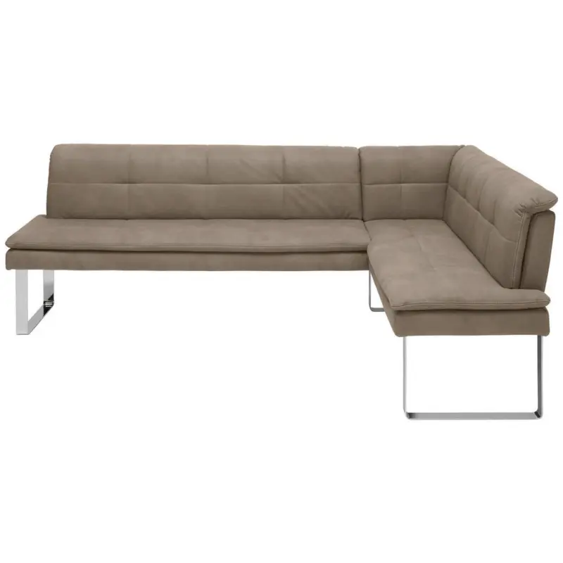 Eckbank 253/174 cm in Taupe, Chromfarben
