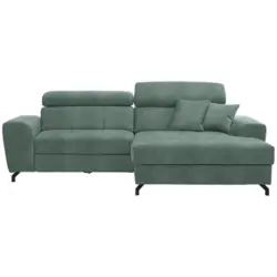 Ecksofa in Velours Mintgr&uuml;n 267/181 cm