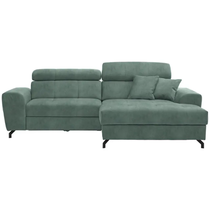 Ecksofa in Velours Mintgr&uuml;n 267/181 cm