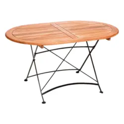 Gartentisch Holz, Metall Naturfarben oval