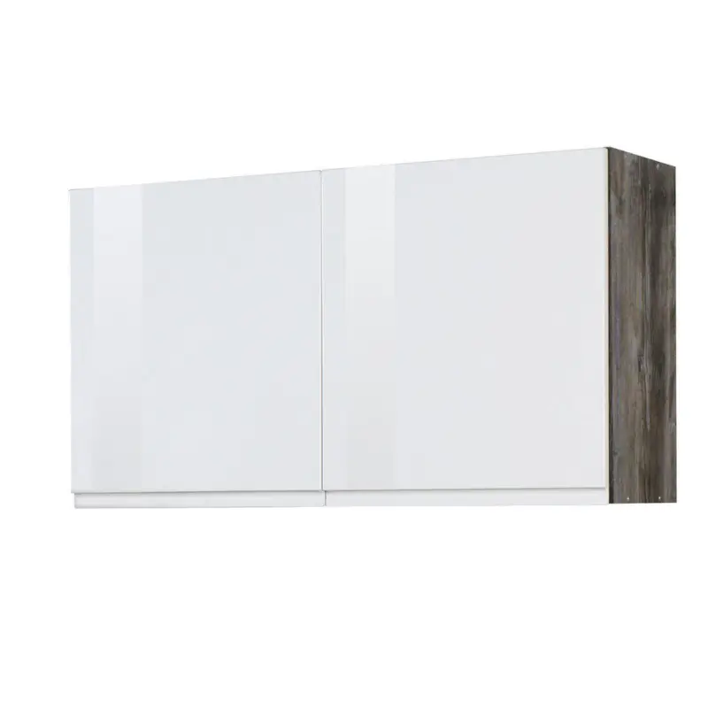 K&uuml;chenoberschrank 100/57/34 cm in Grau, Wei&szlig; Hochglanz