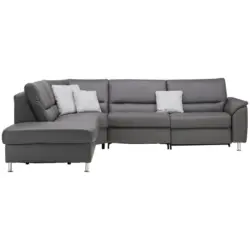 Ecksofa in Echtleder Grau 249/290 cm