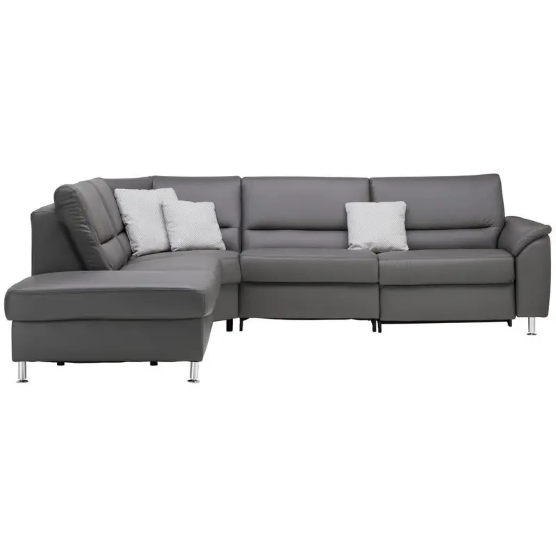 Ecksofa in Echtleder Grau 249/290 cm
