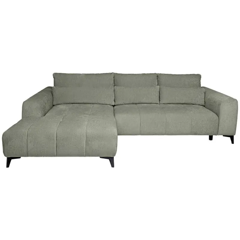 Ecksofa in Chenille Mintgr&uuml;n 222/279 cm