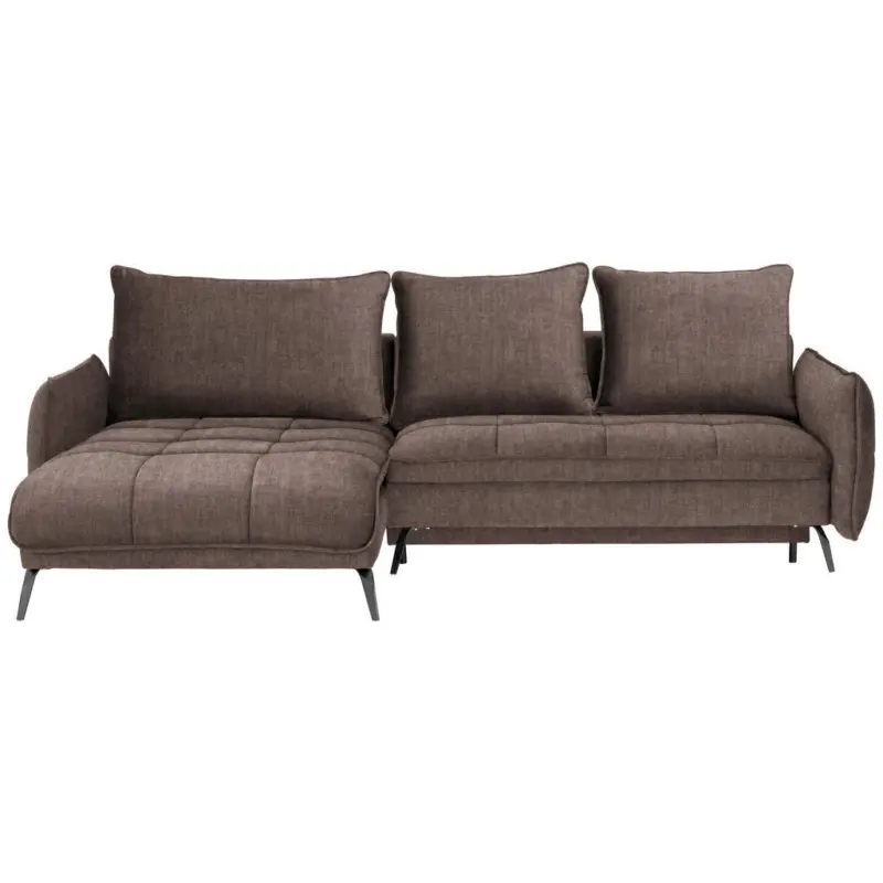Ecksofa in Flachgewebe Dunkelbraun 180/273 cm