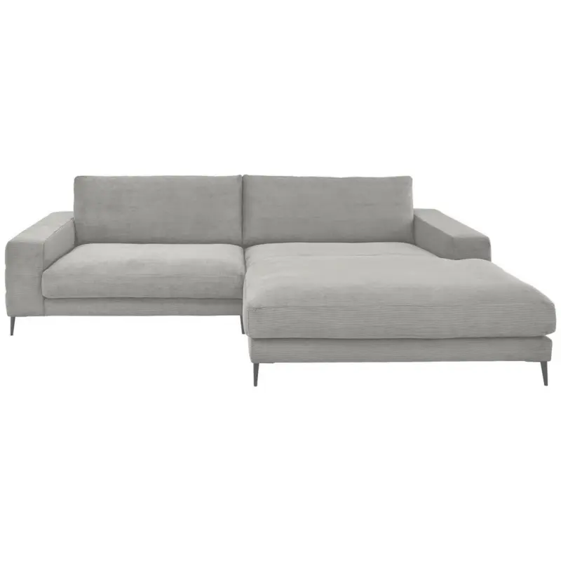 Ecksofa in Feincord Hellgrau 293/207 cm