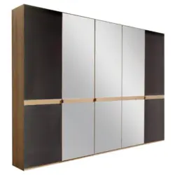 Dreht&uuml;renschrank in Graphitfarben, Eichefarben