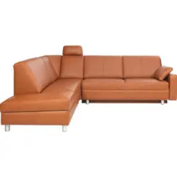 Ecksofa in Echtleder Braun 217/268 cm