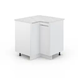 Eckunterschrank Fame-Line Wei&szlig; Hochglanz 80.5 cm , AP Marmor