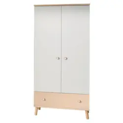 Dreht&uuml;renschrank in Wei&szlig;, Birkefarben