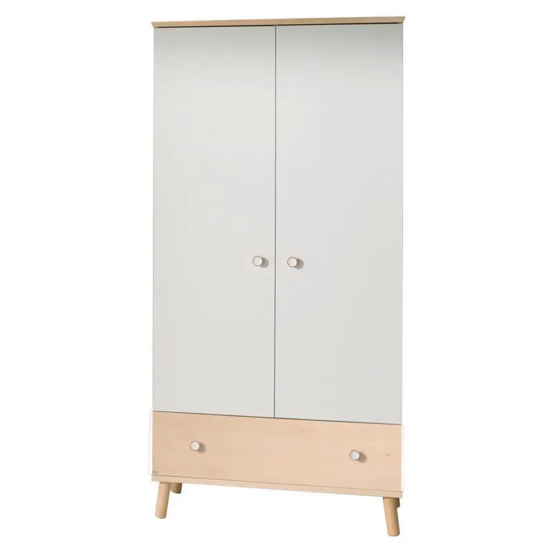 Dreht&uuml;renschrank in Wei&szlig;, Birkefarben