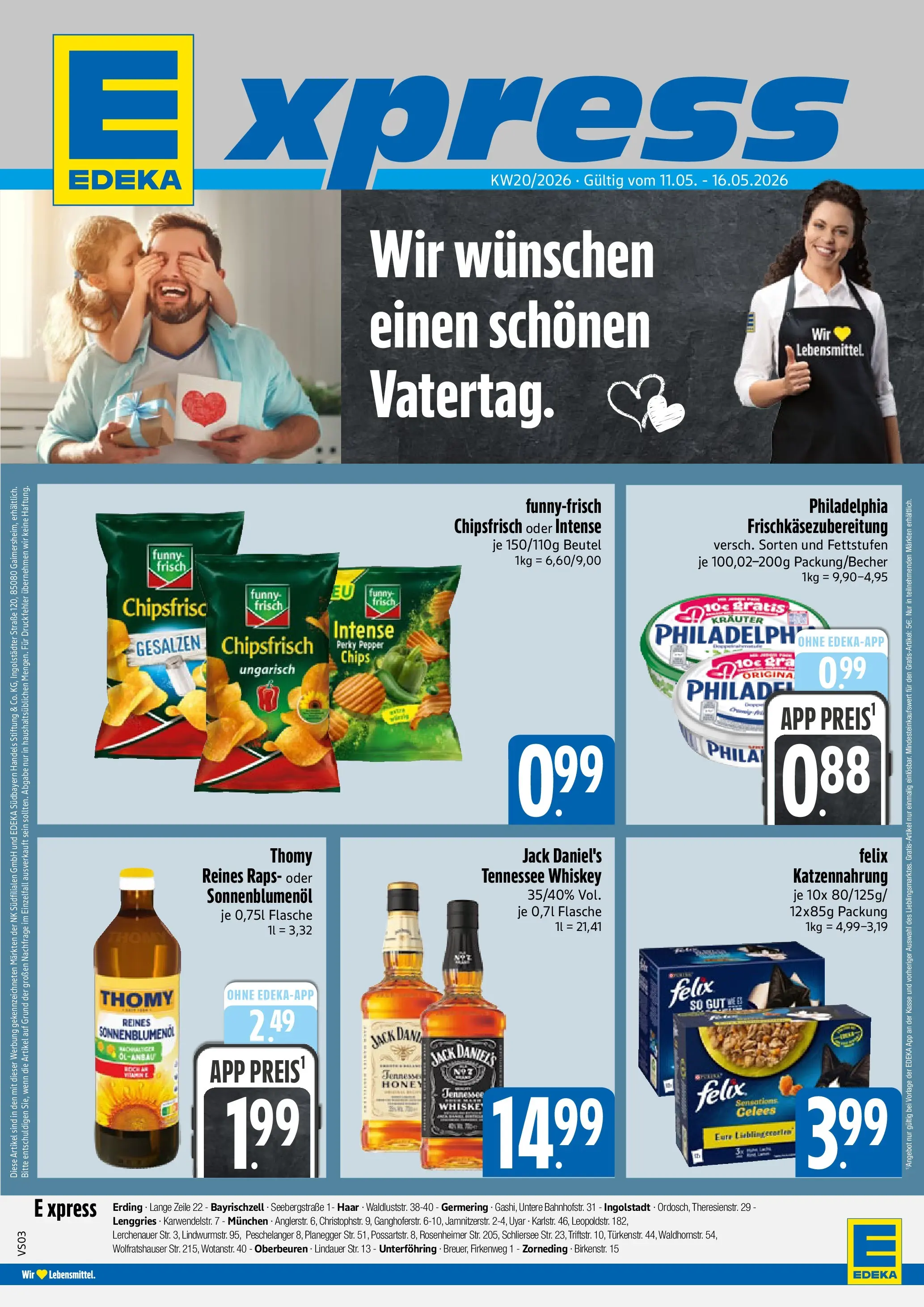 Angebote - E xpress: Wochenangebote (ab 10.05.2026) zum Blättern | Seite: 1 | Produkte: Sonnenblumenol, Funny frisch, Chips, Whiskey