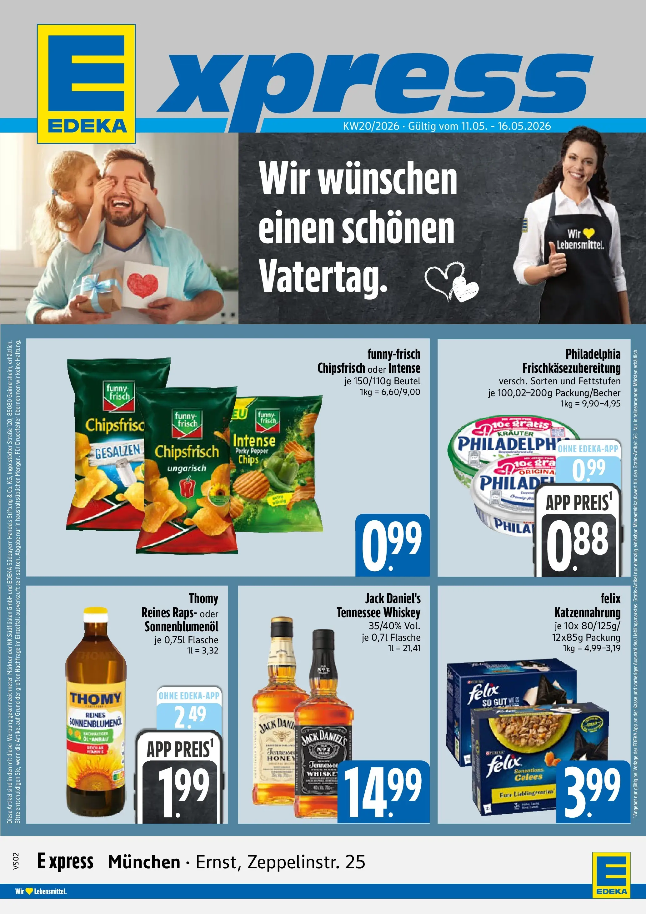 Angebote - E xpress: Wochenangebote (ab 10.05.2026) zum Blättern | Seite: 1 | Produkte: Sonnenblumenol, Funny frisch, Jack Daniel's, Chips
