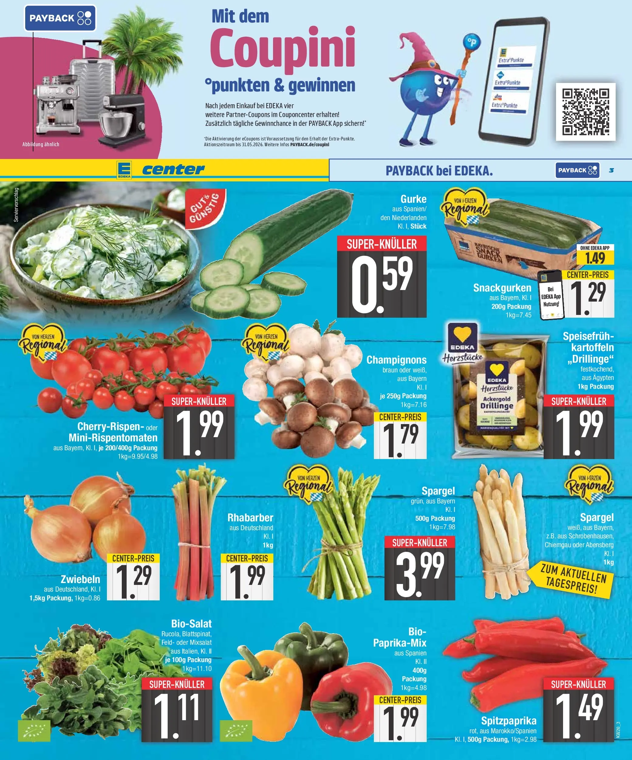 E center Prospekt Bad Reichenhall	 (ab 10.05.2026) zum Blättern | Seite: 3 | Produkte: Spargel, Champignons, Kartoffeln, Zwiebeln