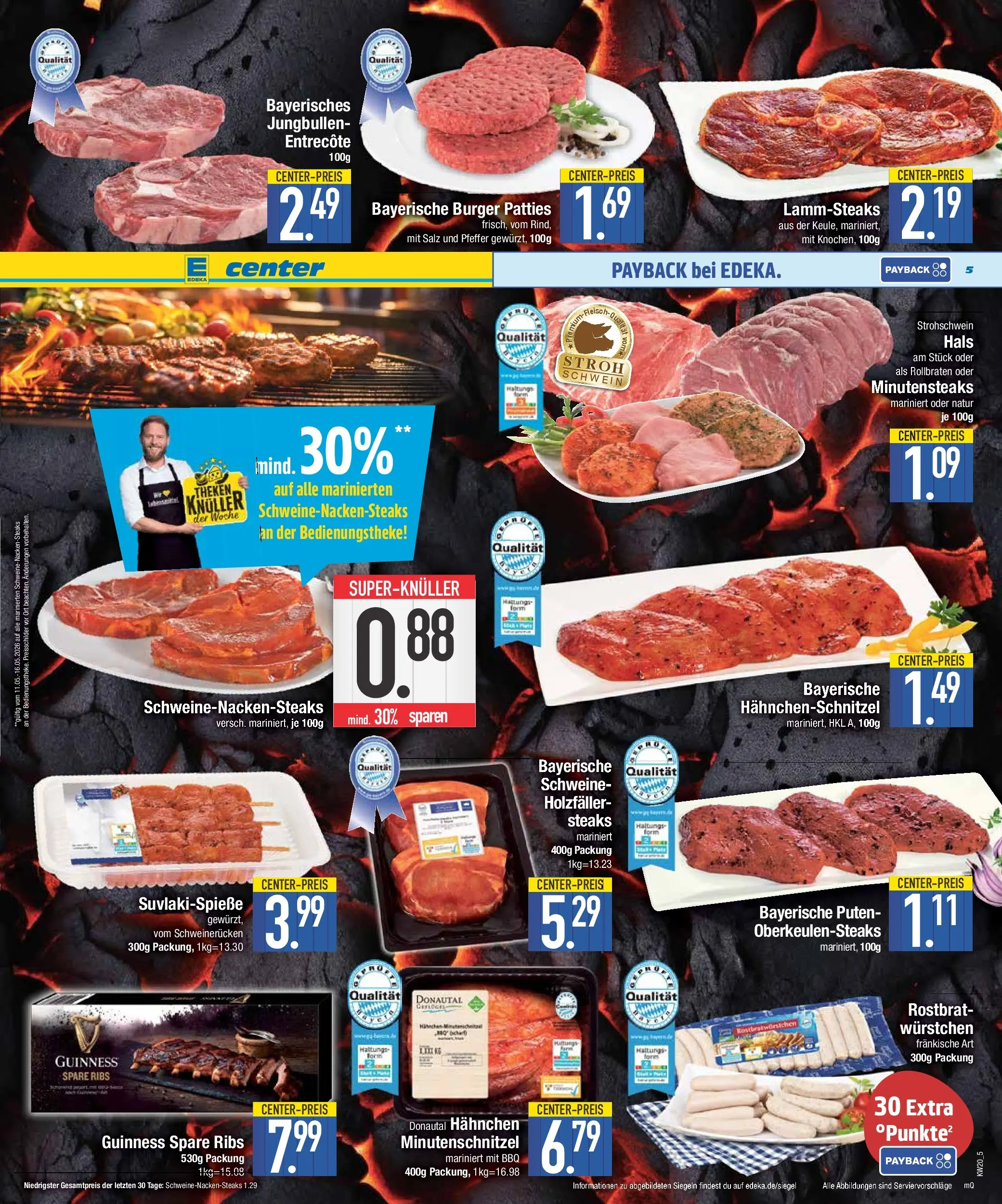 E center Prospekt Bad Reichenhall	 (ab 10.05.2026) zum Blättern | Seite: 5 | Produkte: Spare ribs, Burger, Entrecote, Salz