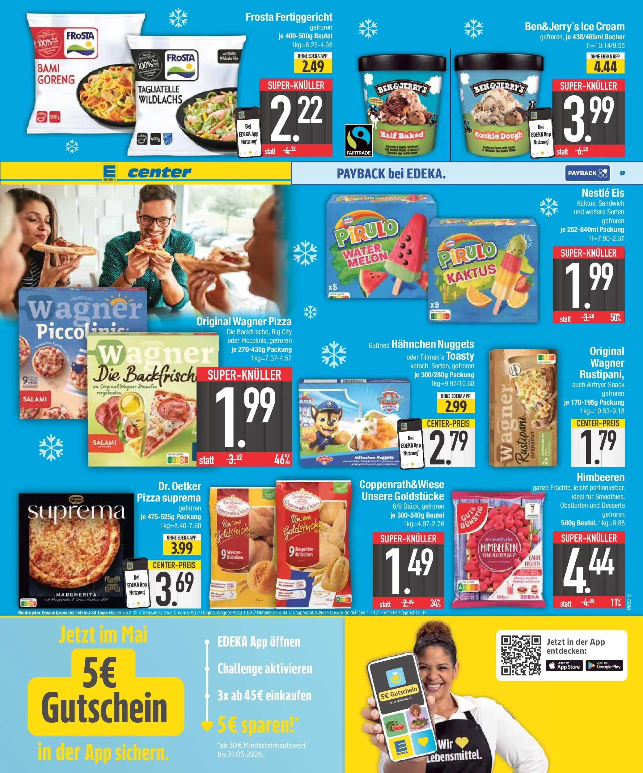 E center Prospekt Bad Reichenhall	 (ab 10.05.2026) zum Blättern | Seite: 9 | Produkte: Himbeeren, Wagner pizza, Frosta, Salami