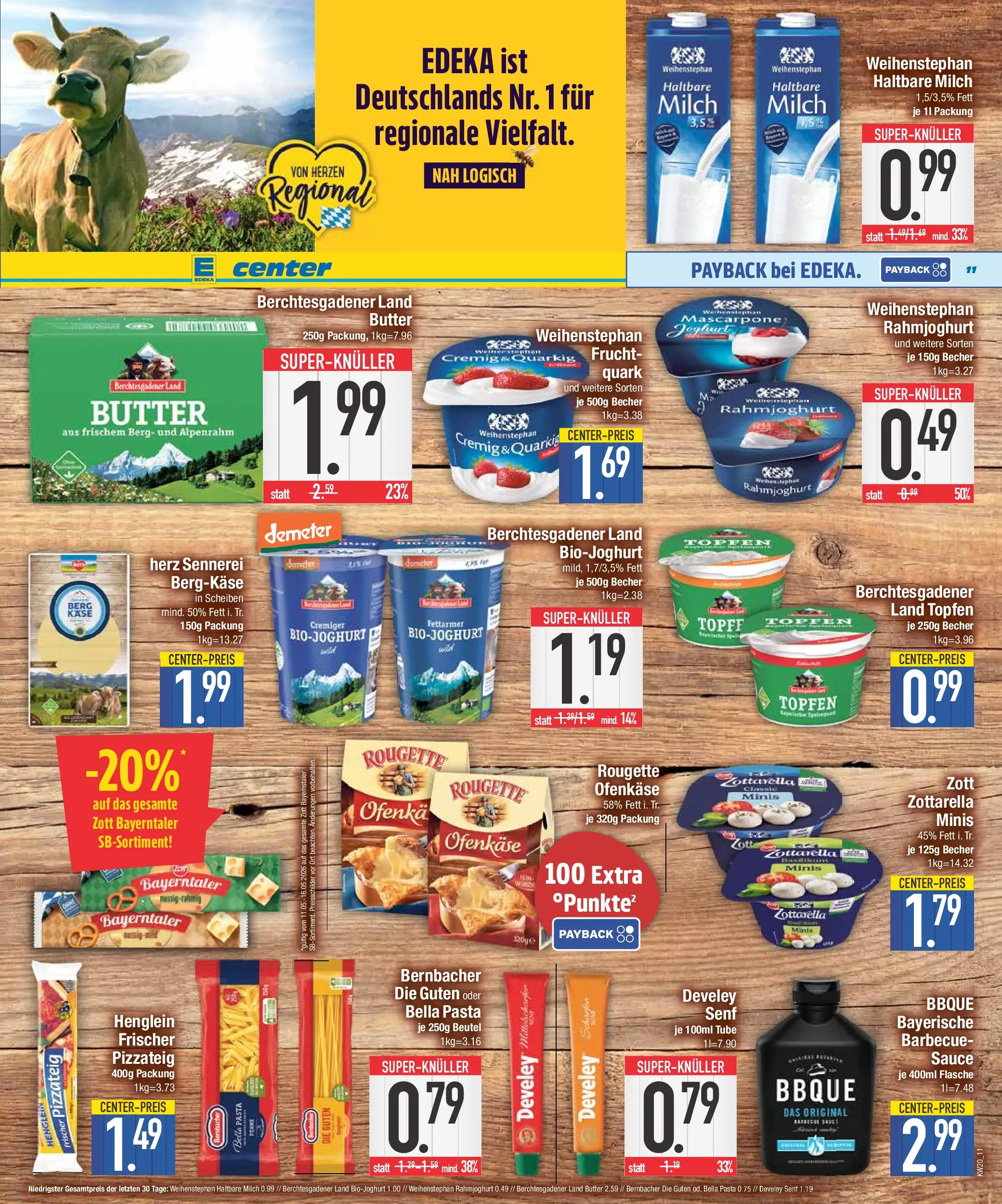 E center Prospekt Bad Reichenhall	 (ab 10.05.2026) zum Blättern | Seite: 11 | Produkte: Quark, Milch, Haltbare milch, Pasta