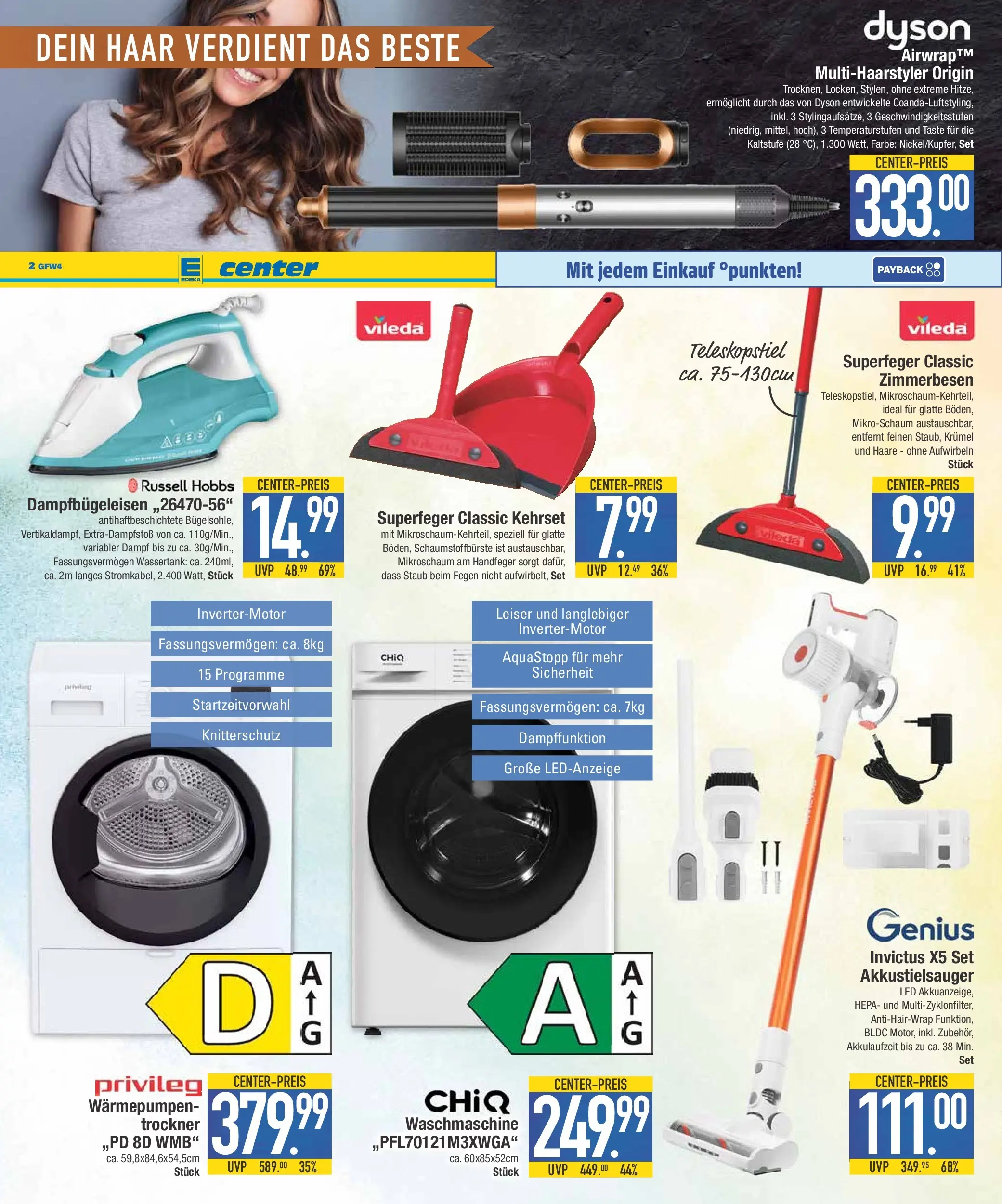 E center Prospekt Krumbach	 (ab 10.05.2026) zum Blättern | Seite: 18 | Produkte: Dyson, Trockner, Waschmaschine