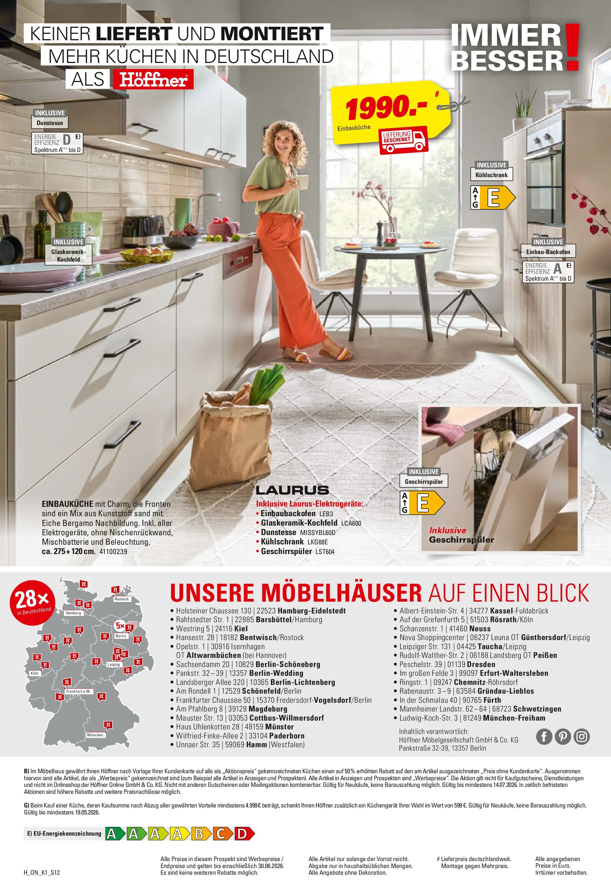Höffner Prospekt Barsbüttel	 (ab 06.05.2026) zum Blättern | Seite: 12 | Produkte: Geschirrspüler, Einbauküche, Kochfeld, Kuchen
