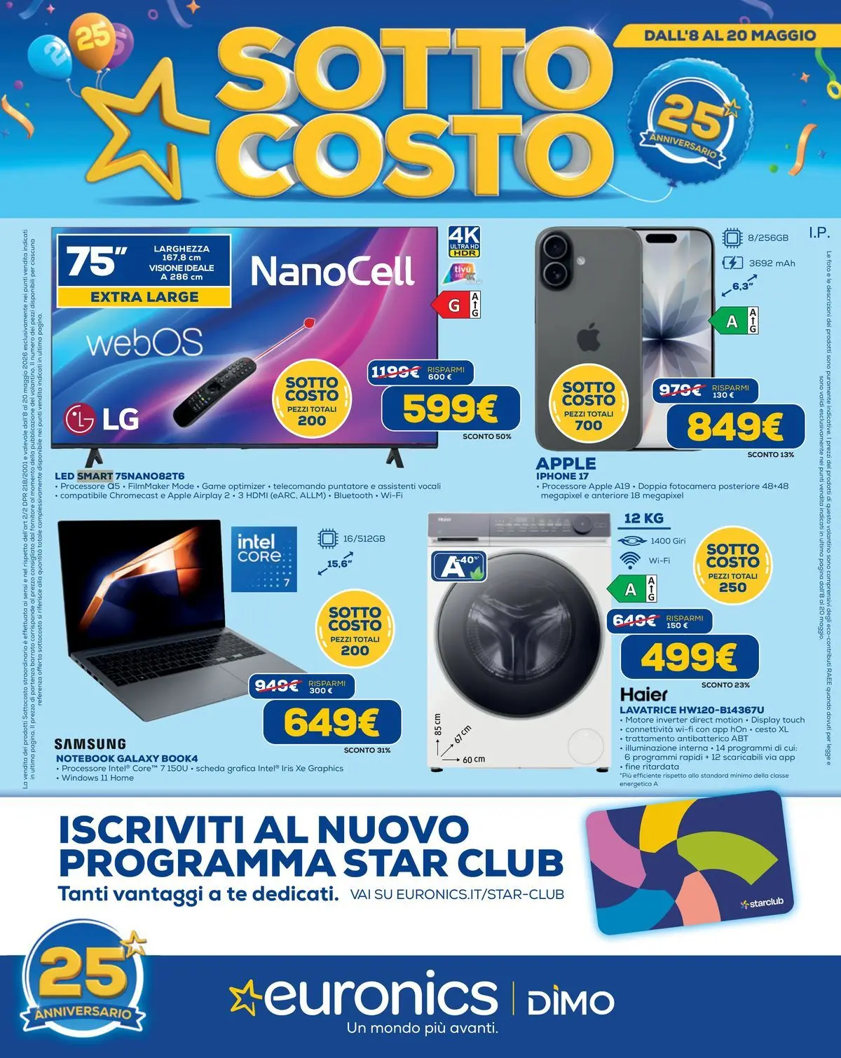Nuovo Euronics - SottoCosto dal 07/05/2026 > offerte anteprima 🛍️ | Pagina: 1 | Prodotti: Iphone, Lavatrice, Fotocamera, Samsung