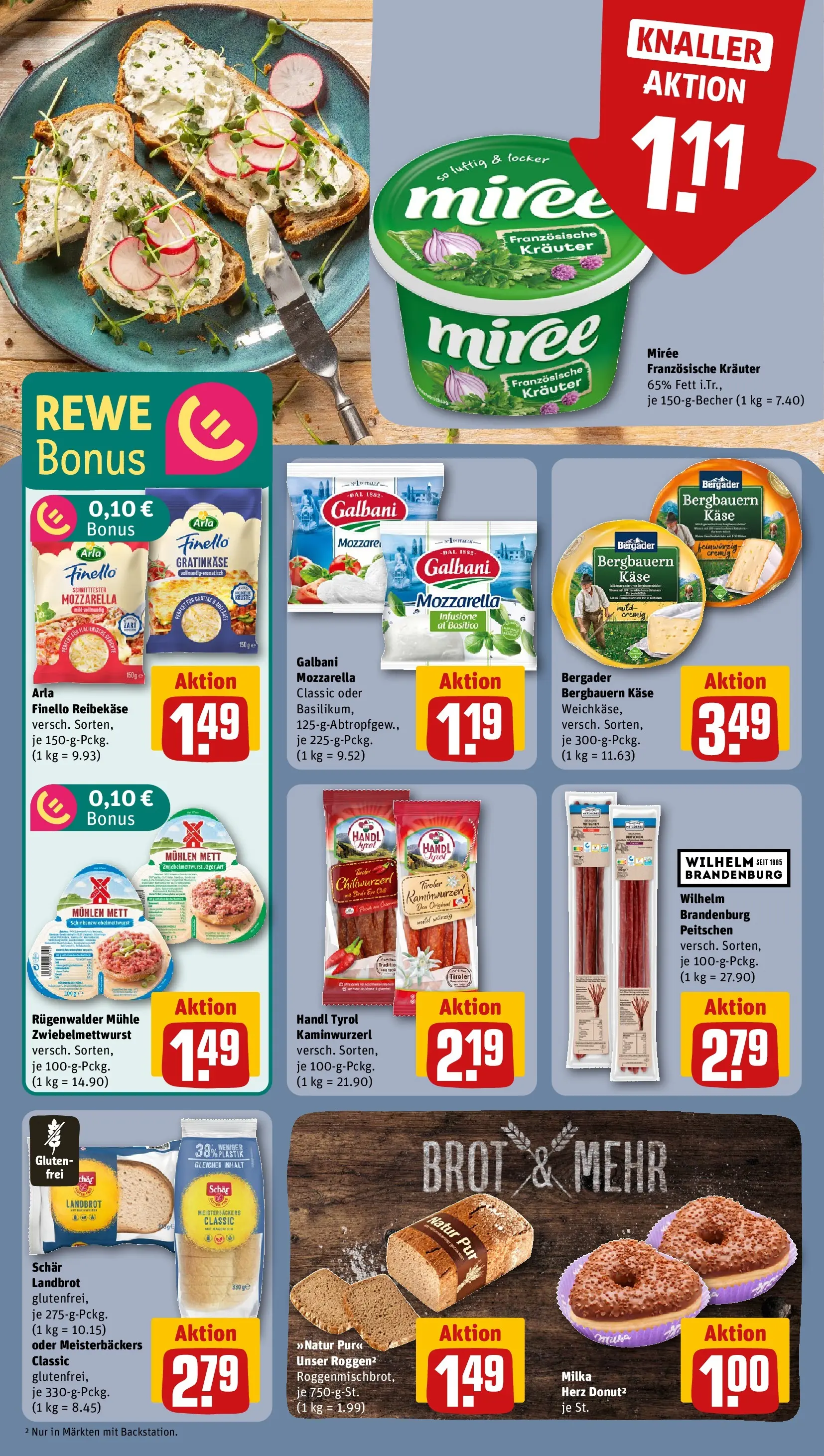REWE Prospekt ab 10.05.2026 zum Blättern » Angebote | Seite: 14 | Produkte: Mühle, Mozzarella, Brot, Reibekase