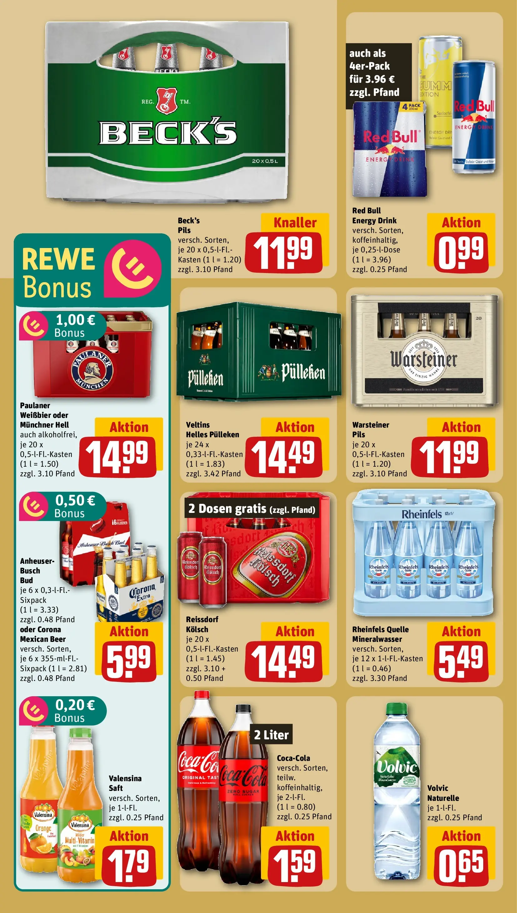 REWE Prospekt ab 10.05.2026 zum Blättern » Angebote | Seite: 17 | Produkte: Helles pulleken, Red bull, Cola, Mineralwasser