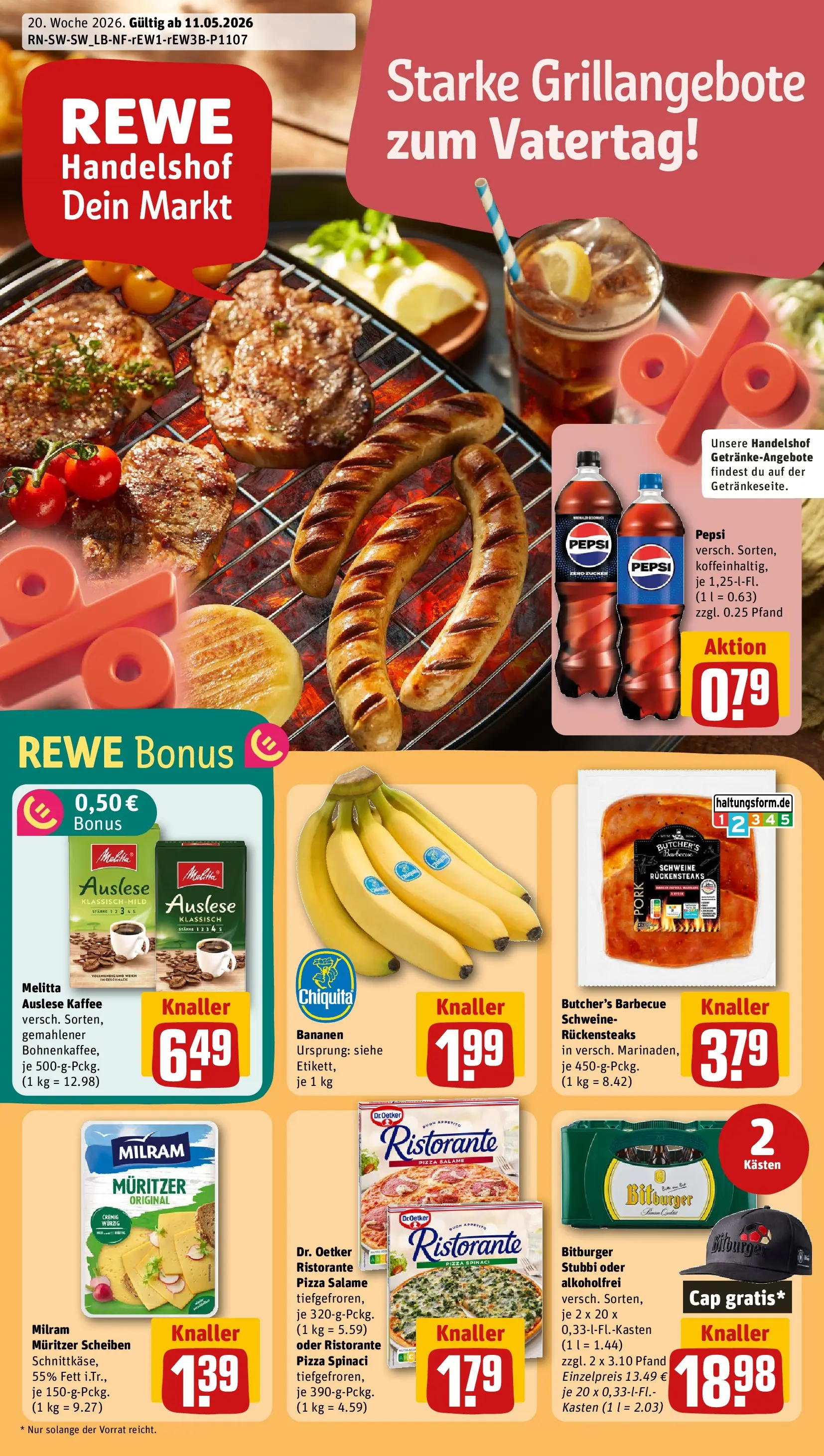 REWE Prospekt ab 10.05.2026 zum Blättern » Angebote | Seite: 1 | Produkte: Ristorante, Bitburger, Kaffee, Pizza