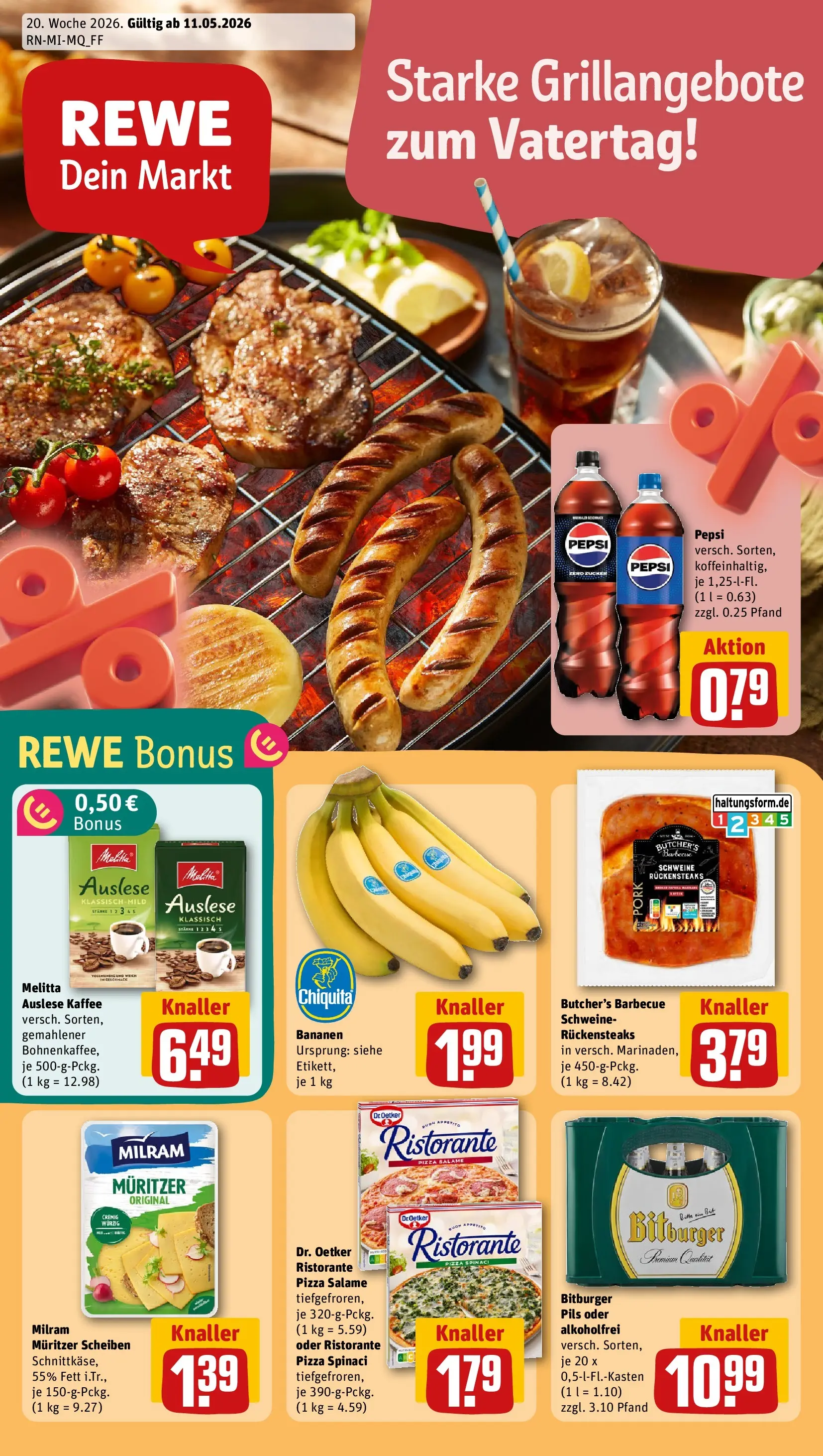 REWE Prospekt ab 10.05.2026 zum Blättern » Angebote | Seite: 1 | Produkte: Ristorante, Bitburger, Pils, Pizza