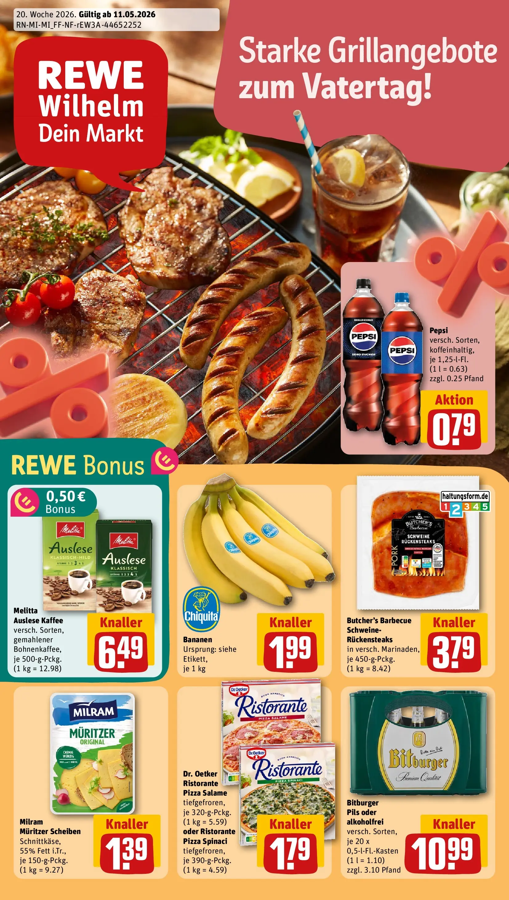 REWE Prospekt ab 10.05.2026 zum Blättern » Angebote | Seite: 1 | Produkte: Ristorante, Milram, Zucker, Pizza