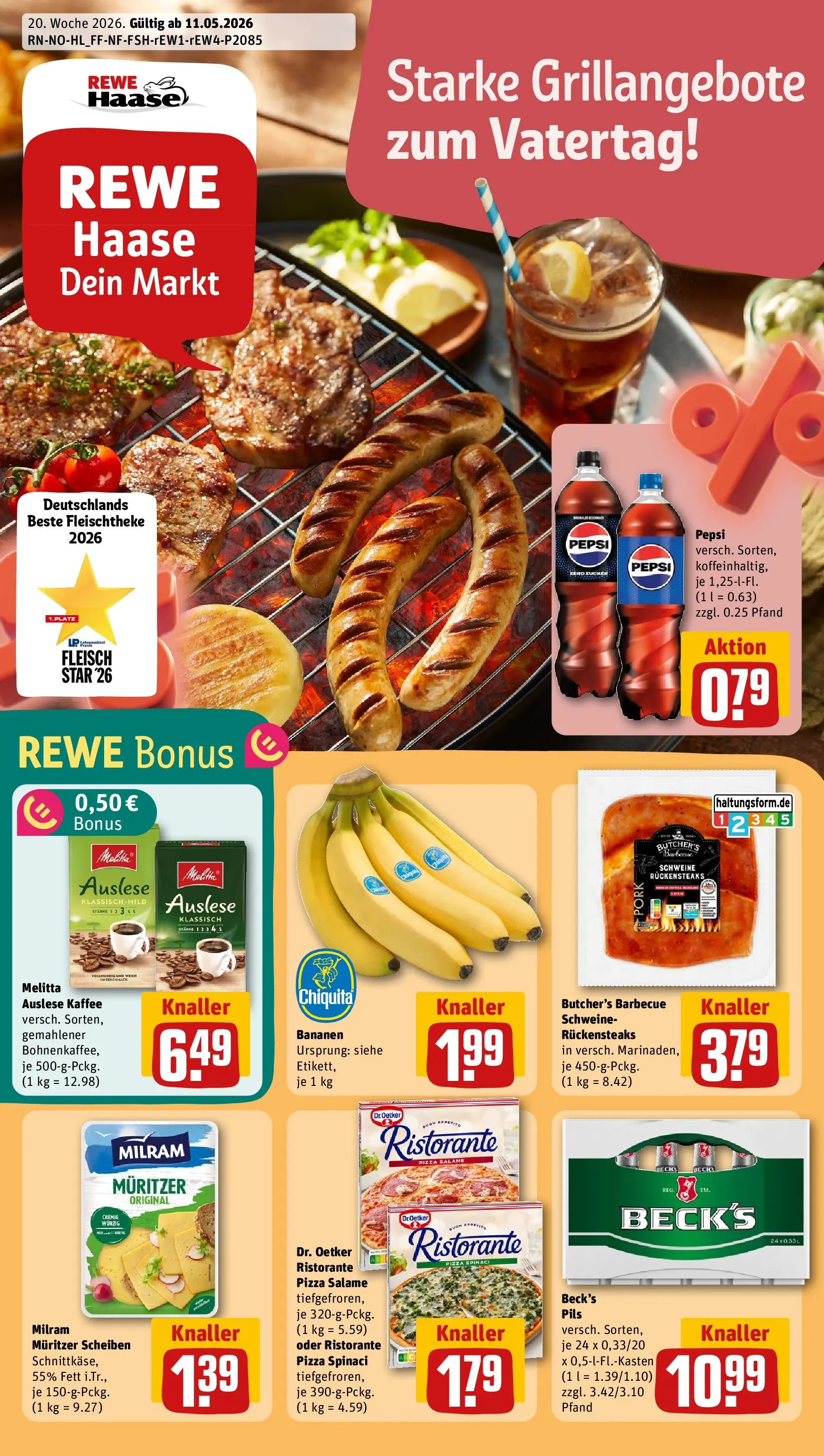 REWE Prospekt ab 10.05.2026 zum Blättern » Angebote | Seite: 1 | Produkte: Ristorante, Melitta, Kaffee, Pils