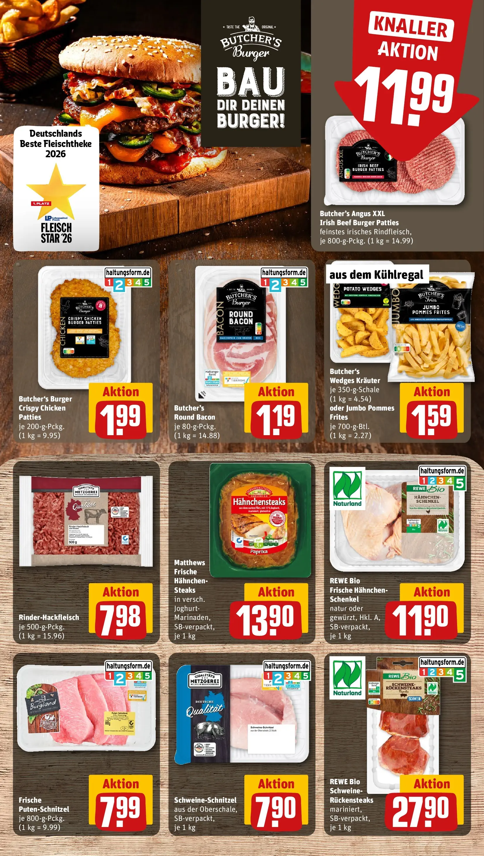 REWE Prospekt ab 10.05.2026 zum Blättern » Angebote | Seite: 10 | Produkte: Hahnchen, Pommes, Burger, Pommes frites