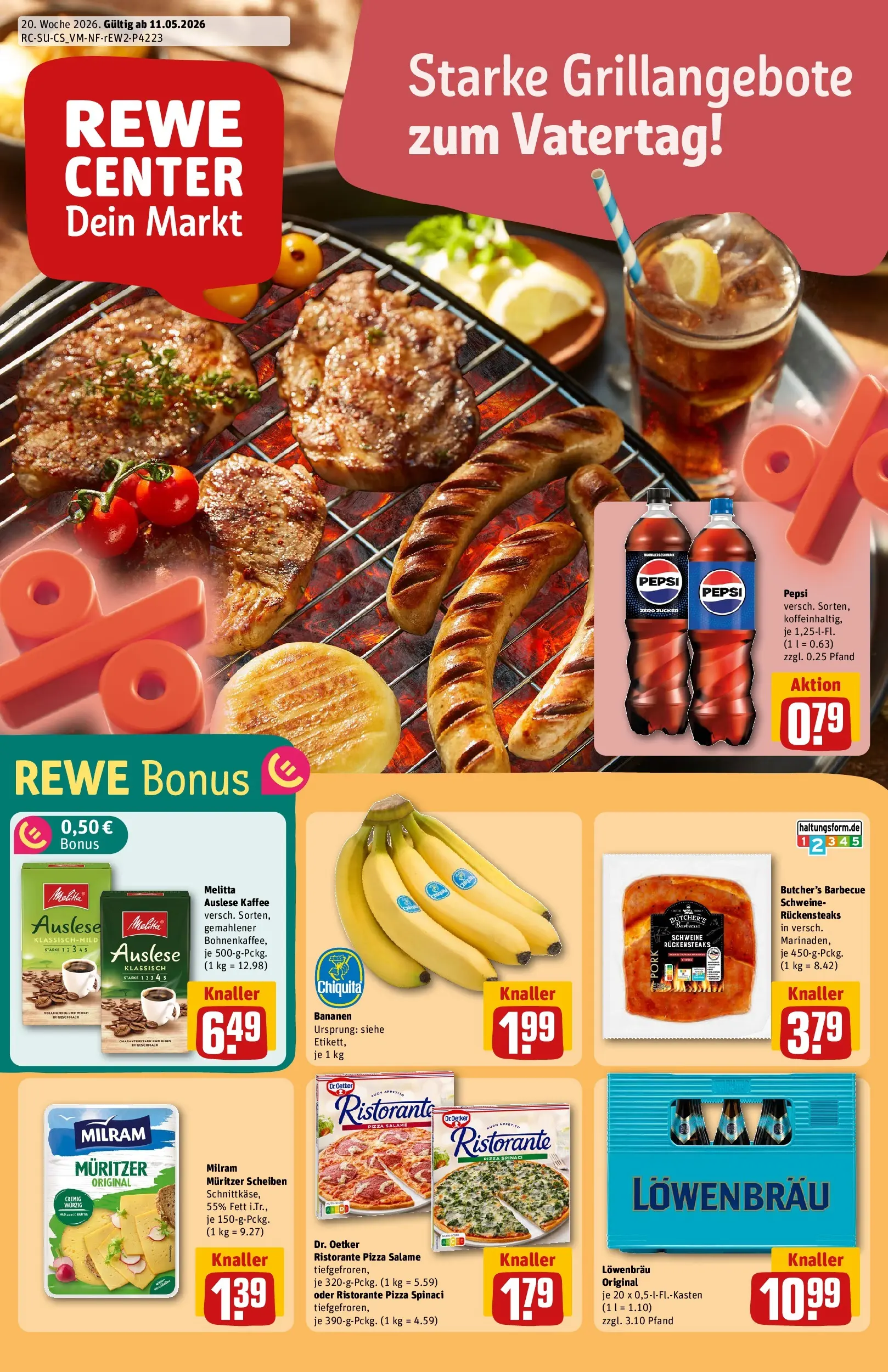 REWE Prospekt ab 10.05.2026 zum Blättern » Angebote | Seite: 1 | Produkte: Ristorante, Melitta, Bananen, Steak