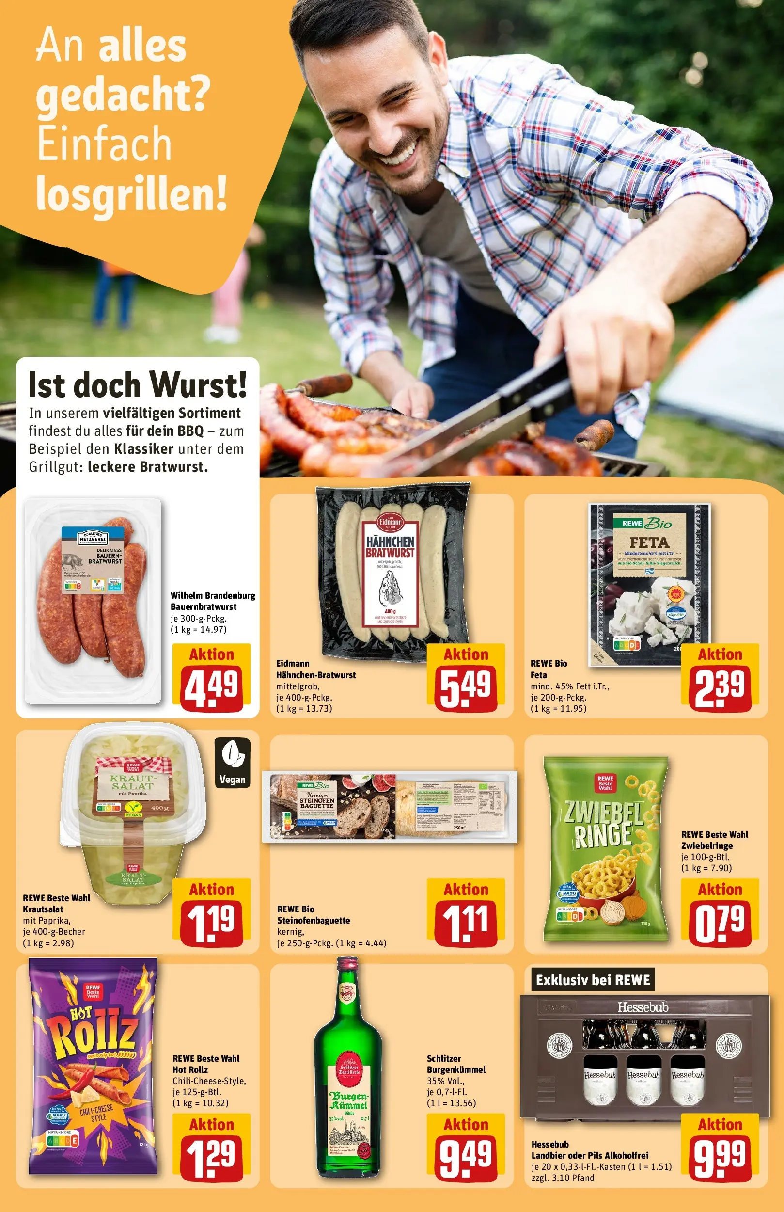 REWE Prospekt ab 10.05.2026 zum Blättern » Angebote | Seite: 16 | Produkte: Bratwurst, Baguette, Kraut, Salat