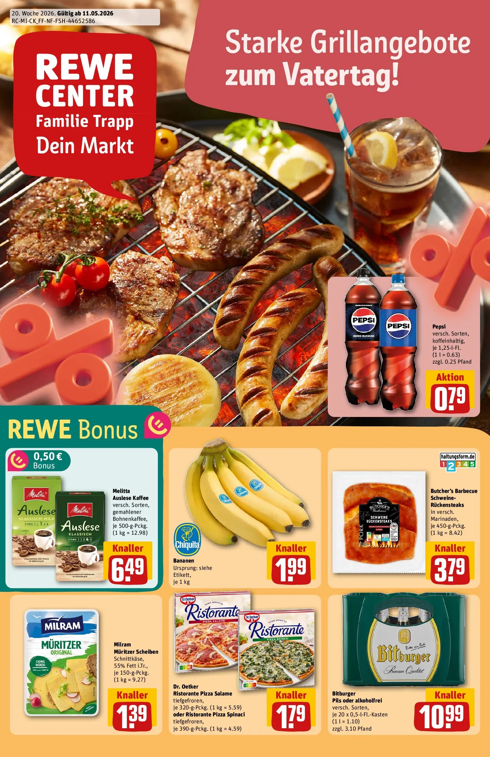 REWE Prospekt ab 10.05.2026 zum Blättern » Angebote | Seite: 1 | Produkte: Ristorante, Bitburger, Kaffee, Pepsi