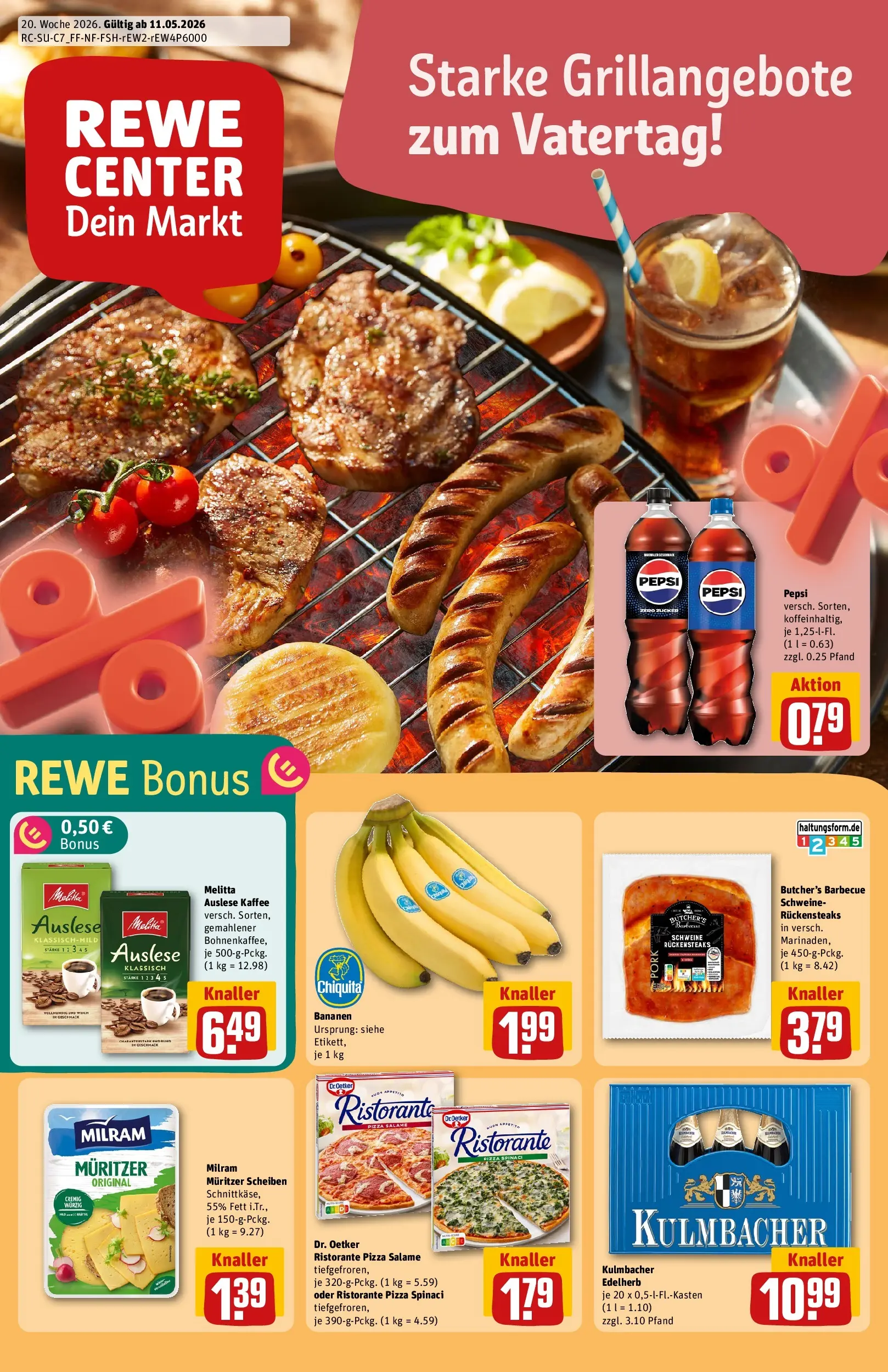 REWE Prospekt ab 10.05.2026 zum Blättern » Angebote | Seite: 1 | Produkte: Cola, Kaffee, Zucker, Pepsi