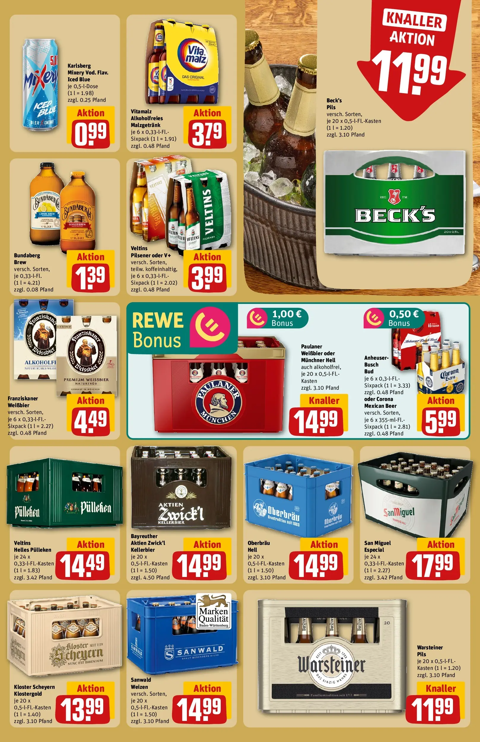 REWE Prospekt ab 10.05.2026 zum Blättern » Angebote | Seite: 23 | Produkte: Helles pulleken, Bier, Warsteiner, Veltins