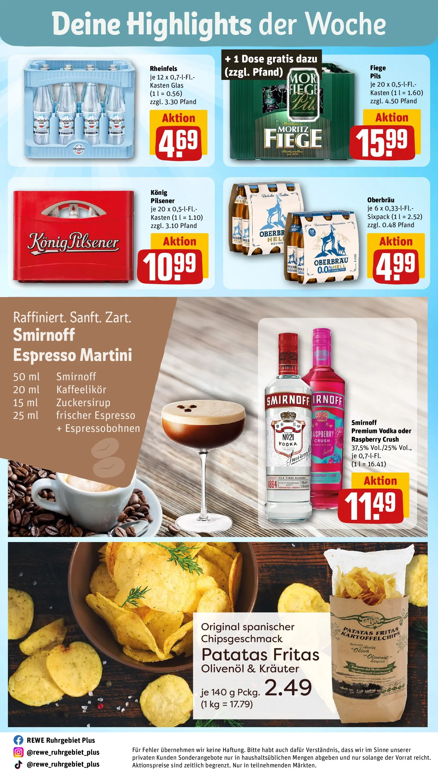 REWE Prospekt ab 10.05.2026 zum Blättern » Angebote | Seite: 29 | Produkte: Martini, Pils, Smirnoff, Chips